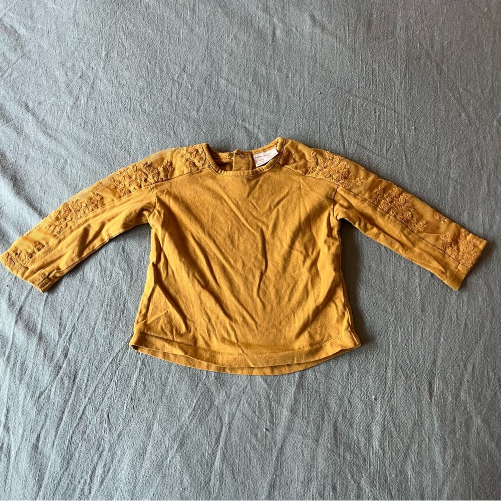 Zara Baby girl Mustard Long Sleeve Shirt 3-6mo